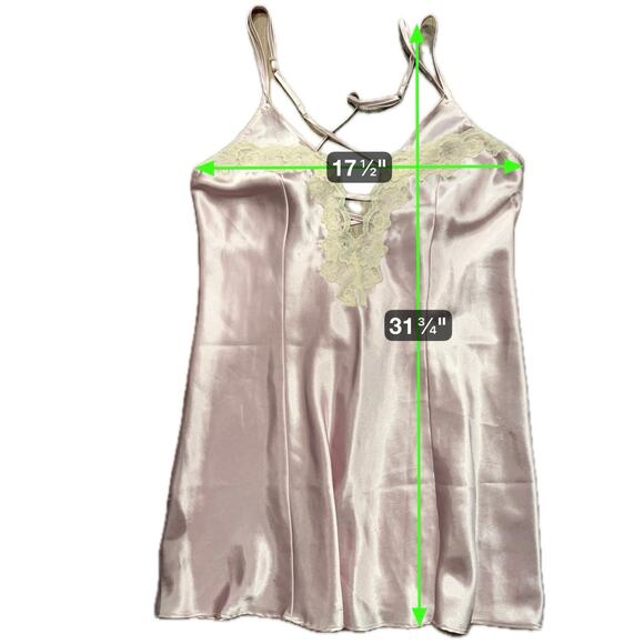 Bali Studio Collection Pink Satin Lace Slip Dress Nightgown Size L - Picture 11 of 11